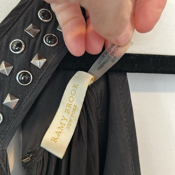 Ramy Brook Autumn Studded Cross Neck Dress Black - Picture 5 of 9